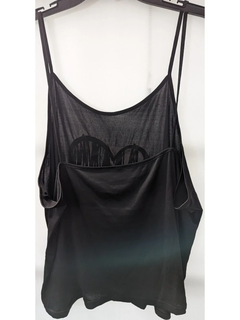 Black Red Heart Love Shirt Cami Tank Top PLus Size 5X Lingerie Stretch Light Wt